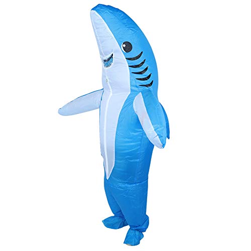 Purokise Disfraz inflable, adultos disfraces de Halloween inflables para festivales Fiesta de Halloween (Blue Shark x128)