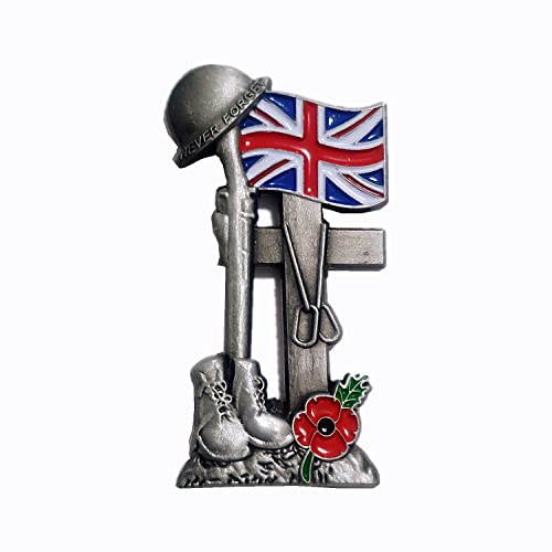 Levviye Red Poppy Badges and Pins Lest We Forget Remembrance Day British Military Army Veteran Solider Silvery Brooch Cross Union Jack Flag Battle of The Somme 1916