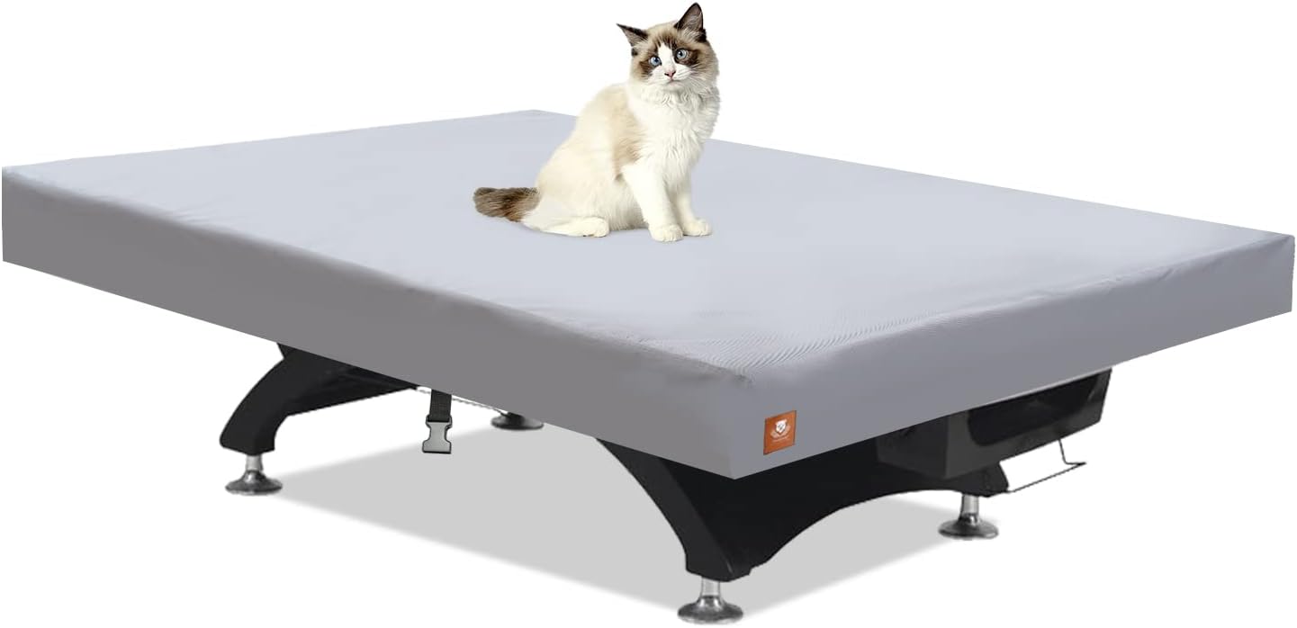 Pool Table Cover 9 Foot,Heavy Duty Waterproof Scratch-Free 600D Polyester Cloth,Outdoor Pool Table Covers,All-Weather Protection,Indoor Billiards Table Accessories,113Lx62Wx8H Inch-Light Grey
