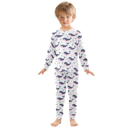 Cute Charming Whale Pattern Cute Pajama Sets Long Sleeve Top and Pants, Snug Fit Sleepwear for Night Wears3