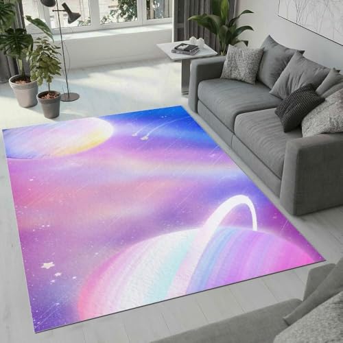 Tapis polyester doux paysage spatial 3D imprimé lavable pour balcon et salon - 4