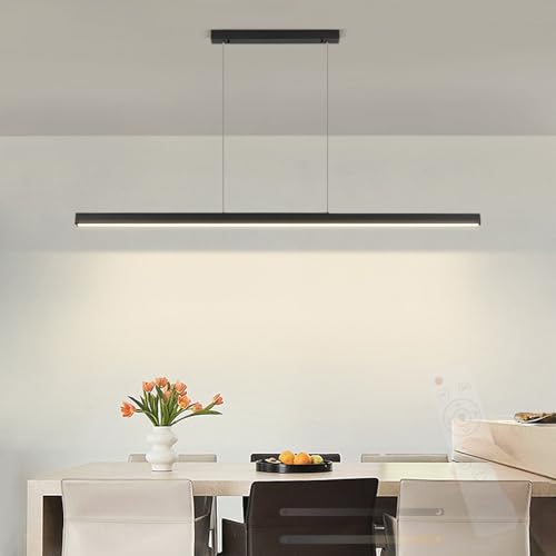 Lampe à suspension LED linéaire noire dimmable 150cm pour cuisine et salon