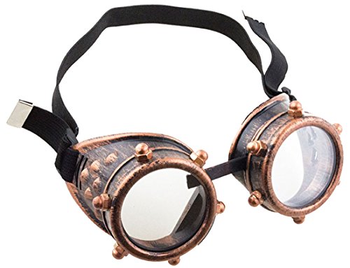 Preisvergleich Produktbild Faschingsfete Kostüm Steampunk Brille Schutzbrille Schrauben mit Gummi, Bronze
