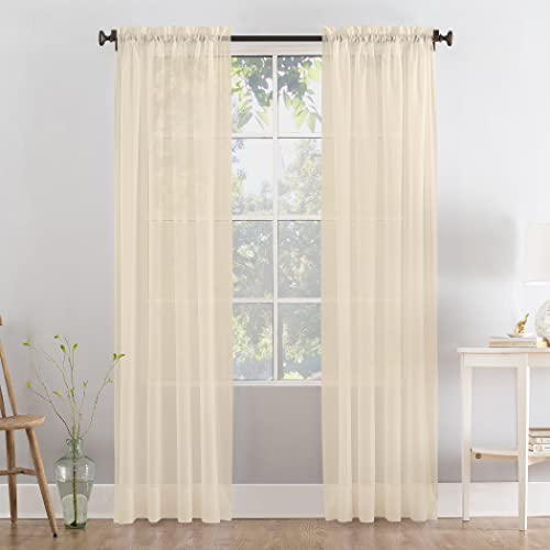 Megachest a pair of slot top voile curtains (Mink, 56" wideX108 drop 2 Panels), W 56" x L 108" (2 Panels)
