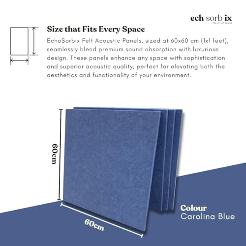 Image of MMT Acoustix Premium Felt Acoustic Panels for Offices, Bedrooms & Studios | Sustainable PET Felt Panels for Echo Reduction & Sound Absorption | 1x1 Ft, 9mm Thick | Carolina - Pack of 16
