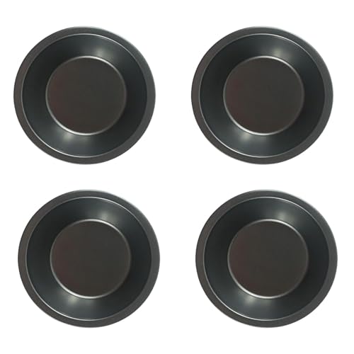 QJFCare 4 Pack Small Pie Baking Pans, 5 Inch Nonstick Mini Pie Plates, Small Round Carbon Steel Metal Pie Tins, Bakeware Individual Plate Baking Dish, Durable Pot Pie Tin -for Crust Tarts Pizza Bread