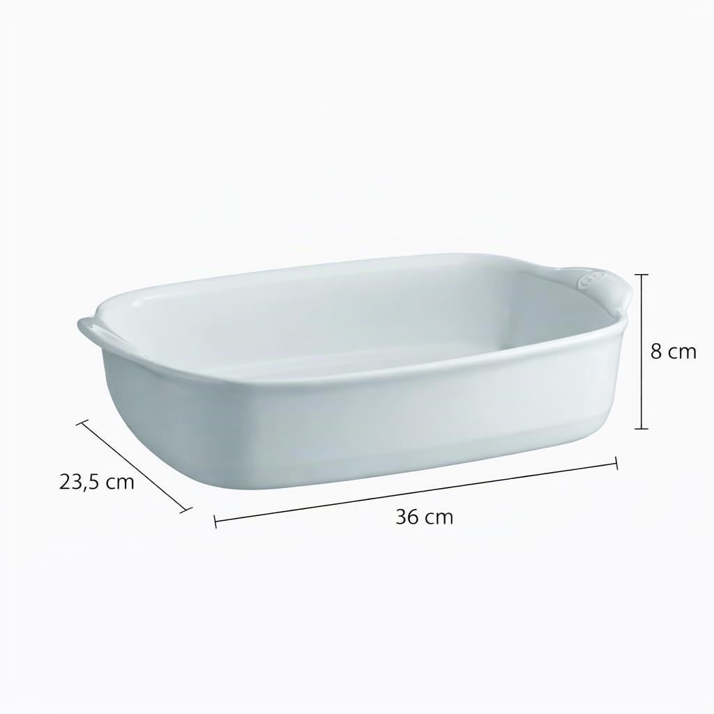 Emile Henry Plat Rectangulaire Ultime – Pour 6 à 8 Personnes – Céramique Haute Résistance – Cuisson Homogène et Service du Four à la Table – Coloris Écume – Fabriqué en France