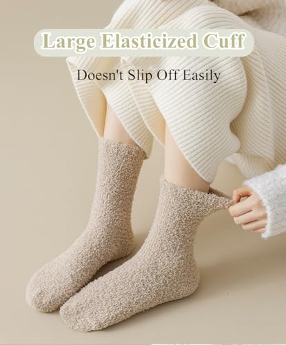 Image of Thermal Crew Socks for Women, 6 Pairs Cotton Quarter Socks in Neutral, Cozy Ankle Socks