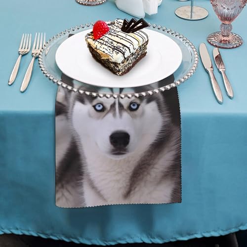 Servilletas de tela cuadradas Husky dog 18.7 x 18.7 pulg 4 piezas miniatura 4