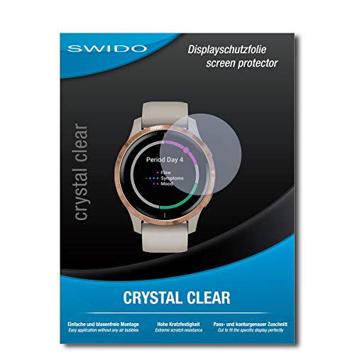 Swido - Pellicola protettiva in vetro temperato per Garmin Venu (43 mm), trasparente, ad alta durezza, protezione contro olio, polvere e graffi, 2 pezzi