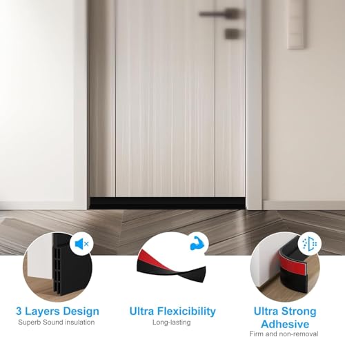 Image of EXTSUD Adhesive Under Door Sweep Weather Stripping Soundproof Rubber Bottom Seal Strip Draft Stopper Draught Excluder