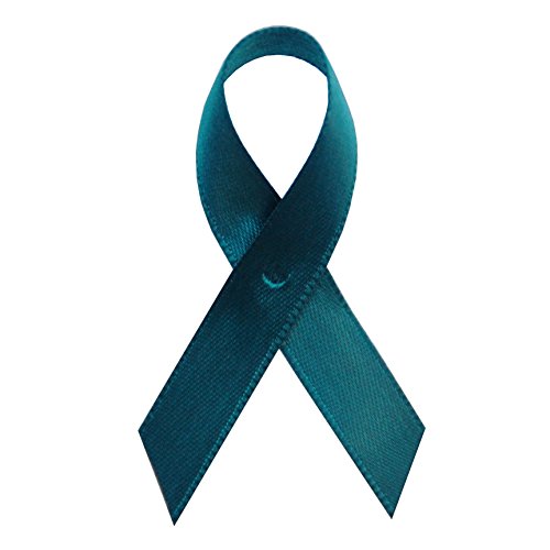Exclusive USA | American Made 250 Teal Satin Awareness Ribbons - Bag of 250 Lapel Ribbons with Clutch Pins