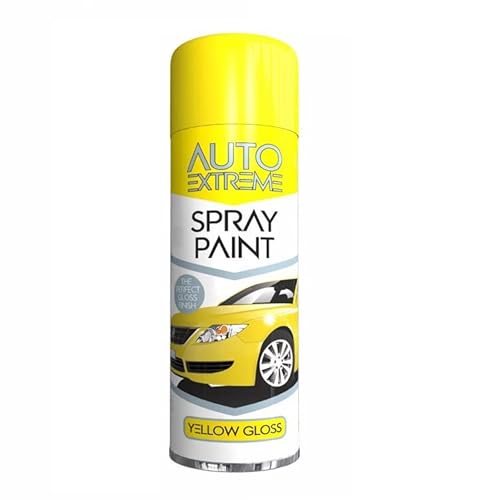 SuperGift.com 250ml All Purpose Aerosol Yellow Gloss Spray Paint Quick Drying Spray, Fast Dry and Excellent Coverage for Car, Van, Wheel, Metal, Plastic and More by Diva Gift