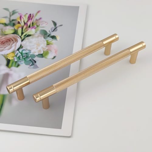Pexintek 10 Pack Gold Modern Cabinet Handles 160mm Hole Centers Kitchen Bathroom Bedrooms Study Furniture Door Vintage Pulls with Screws for Cupboards Drawer Wardrobe Dresser (Gold) - Image 2