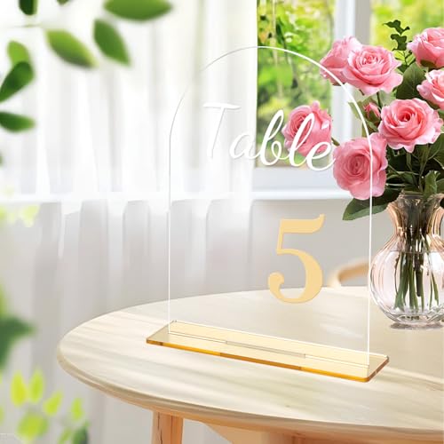 Numéros de table de 1 à 20 en acrylique transparent de 14 x 17,8 cm pour fête
