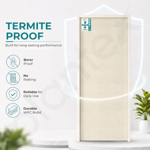 Image of Plantex WPC Doors for Home (30 mm - Thickness) /Waterproof Bathroom Door /2.25x6.75 Feet Wooden Finished Door for Office /Balcony /Kitchen, Density-550 (27x81 inch)