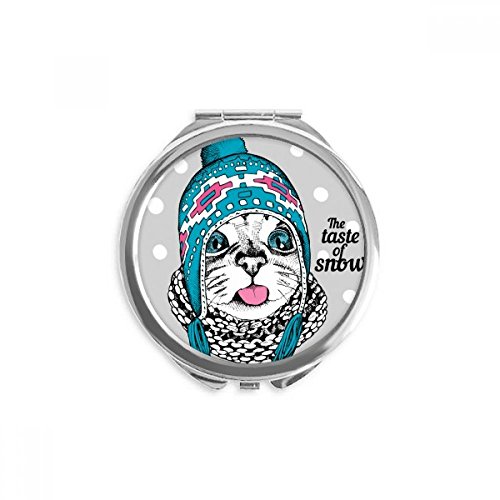 Miroir de poche chat rond maquillage portable multicolore fait main