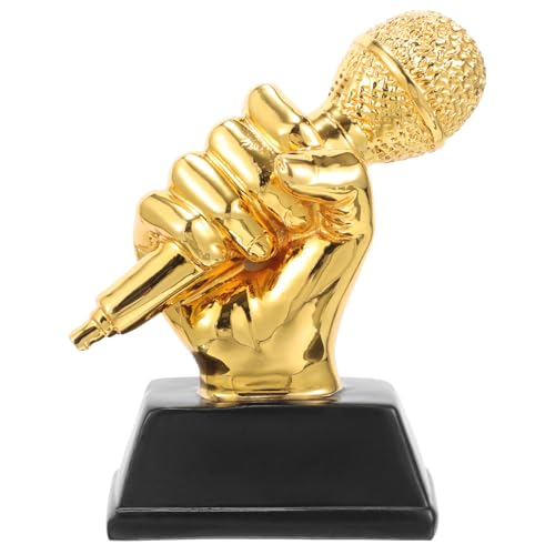 YARNOW Trophée De Microphone en Résine 13.5X11X5 Cm pour Compétitions De Chant Récompense Scolaire Et Décoration De Fête