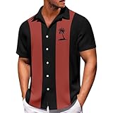 Generic Sale Angebote Cowboy Hemd T Shirt Herren V Ausschnitt Achselshirts Herren Revers Palm Bedruckt Strandhemd Kurzarm Oversized Tshirt Knopfleiste Meme Tshirt (Rot, 7XL)