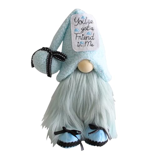 Blue Plush Gonks, 27x13x8cm Blue Summer Gnome Doll, Faceless Christmas Gnomes with Long Hat, Funny Faceless Gnomes Collectible Figurine, Long Beard Standing Gnome Christmas Decorations for Home