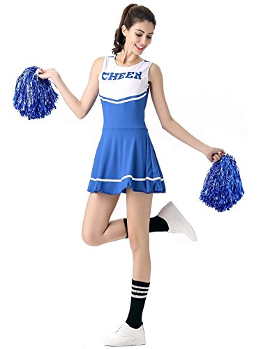 Threeh Cheerleader Costume Fancy Dress Cheerleading Uniform No Pom-Pom C40Blue #TOP3
