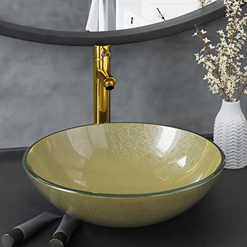 ShGaxin Badezimmer Waschbecken mit Wasserhahn und Ablaufgarnitur Gold mattiertes gehärtetes Glas, Aufsatzwaschbecken, Waschtisch, Aufsatzwaschtisch, Wash Basin, Badmöbel, Bathroom Sink 3098461 ShGaxin Badezimmer Waschbecken mit Wasserhahn und Ablaufgarnitur Gold mattiertes gehärtetes Glas, Aufsatzwaschbecken, Waschtisch, Aufsatzwaschtisch, Wash Basin, Badmöbel, Bathroom Sink 3098461