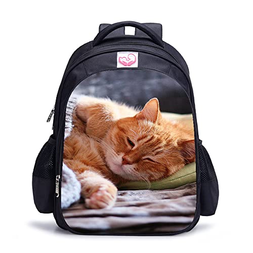 Sac à dos adolescent mode grand cartable scolaire chat imprimé 3D de 41 cm