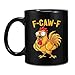F-CAW-F H&uuml;hner Tasse 325ml Schwarz, Lustige Hahnen Motiv Keramik Becher, Witzige Tasse f&uuml;r Fr&uuml;hst&uuml;ck, Morgen, Tierliebhaber, Humorvolle Kaffeetasse f&uuml;r M&auml;nner Frauen Kollegen
