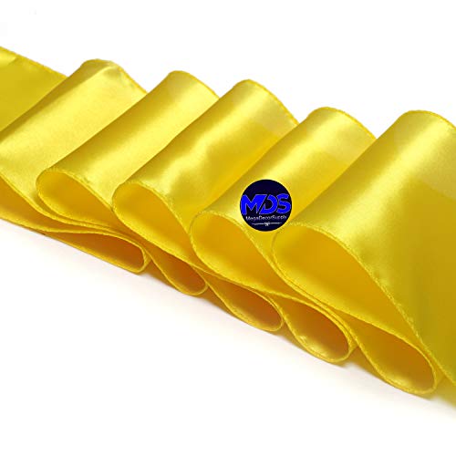 Mds Pack Of 50 Satin Chair Sashes Bow Sash For Wedding Events Supplies, Decorations For Birthday Parties, Graduations, Engagements, Chair Sashes Fit Folding And Banquets Chair Cover -Yellow #TOP3