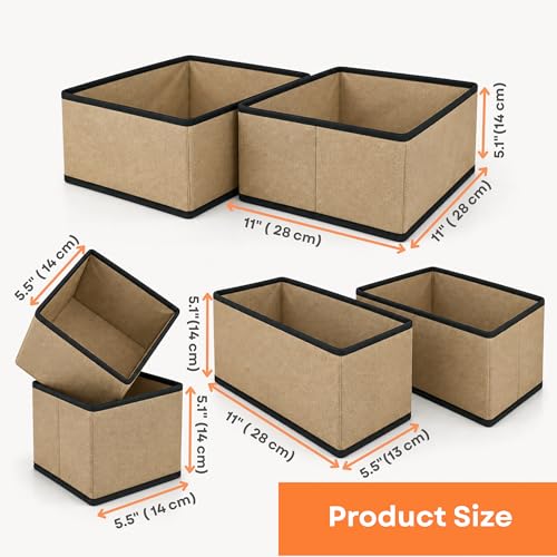 Image of Sopent 6 Pcs Foldable Wardrobe Organizer for Clothes - Fabric Drawer & Closet Storage Boxes for Wardrobe Almirah | Clothing Organizer for Shirts Pants Socks Underwear
