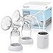 Portable Double Electric Breast Pump - Silent Pain-Free Automatic Portable Breast Pump Machine w/ 2-Phase Expression Technology, Anti-Backflow Design, LED Display - BPA Free - SereneLife SIBPX3