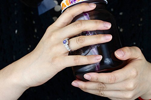 Gem Stone King 6MM Round Cut Gemstone Birthstone Engagement Anniversary Ring For Women | 925 Sterling Silver | Wedding Promise Ring For Women | Available In Size 5, 6, 7, 8, 94