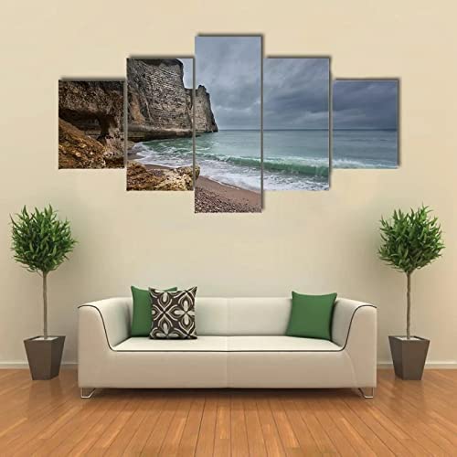 Peinture affiche mur art moderne de la mer nuageuse tableau 5 pièces