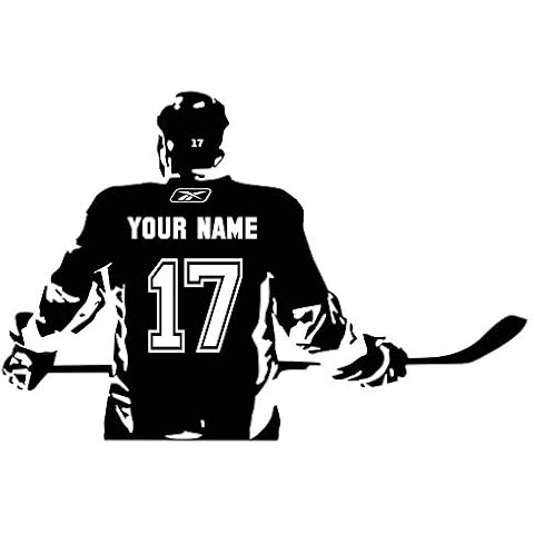 Extra Large Personalized Custom Hockey Wall Decal - Choose Your Name & Numbers Custom Player Jerseys Vinyl Decal Sticker Decor Kids Bedroom (29" T x 44" W) Cover