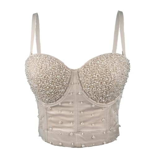 Sujetador corsé bustier anti-deslizante con perlas para evitar looks aburridos