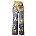 GoodLock Clearance! Womens Wide Leg Lounge Pants Comfy Stretch Floral Print Drawstring Palazzo Pants (Yellow, X-Large)