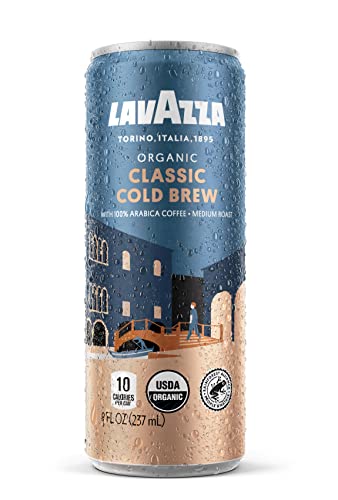 Lavazza Organic Classic Cold Brew Coffee, (Pack Of 4 Cans / 8 Fluid Ounce Each) Balanced, Complex, Sweet, Medium Roast, 100% Arabica, Usda Certified Organic, Rainforest Alliance Certified #TOP7