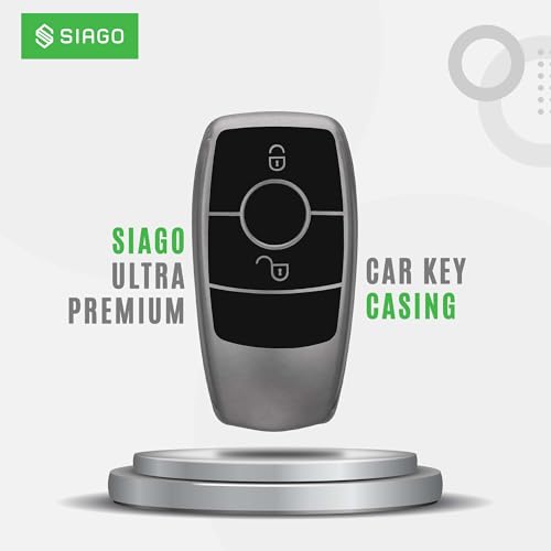 Image of SIAGO TPU Key Cover and Round Key Chain Compatible with Mercedes 2 Button Flip Key (Grey)