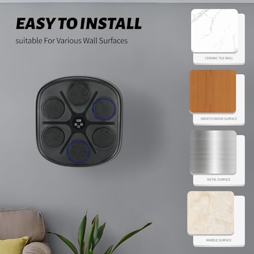 Music Boxing Machine, LED Boxsack Wandhalterung Boxziel Musik Boxmaschine, Bluetooth, 9 Geschwindigkeitsmodi und Zählmodus, Stress Release und Fokus Agility Training für Erwachsene und Kinder