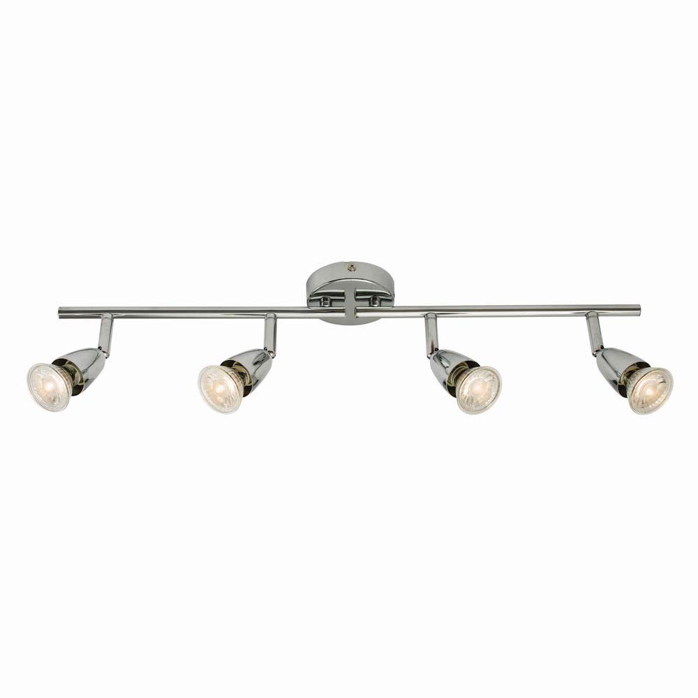 Betta Lighting Chrome Spotlight Bar - 4 Light Led Compatible Dimmable - 2 Adjustable Bars With 2 Fully Adjustable Spotlights Each - Warm White, Daylight White - 200W - 1 Unit