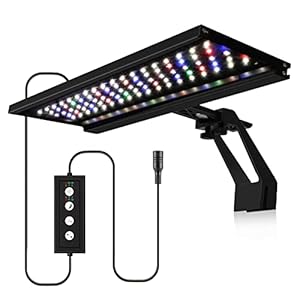 18W Luces de Acuario LED con Clip, 24/7 Temporizadores Duales, 9 Colores, Brillo Ajustable Tanque de Peces de Agua Dulce Iluminación de Plantas de Luz LED, para Acuarios de 45-60 cm