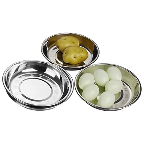 Dehouse Kitchen Dinner Plates, Stainless Steel Round Plates, 4-Pack Cover