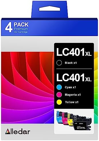 LC401 Ink Cartridges Replacement Compatible for Brother LC401XL LC401 XL LC 401 LC401BK High Yield to use with MFC-J1010DW MFC-J1012DW MFC-J1170DW (Black Cyan Magenta Yellow, 4-Pack)
