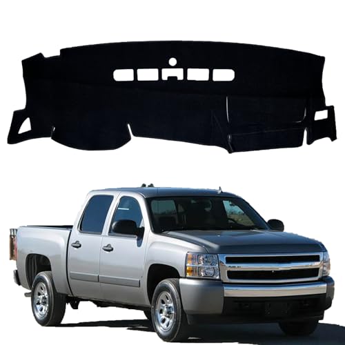 Dash Cover Fit for 2007-2013 Chevy Silverado 1500 LT/WT & GMC Sierra, Black