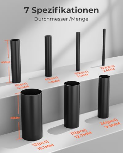 Eventronic 400 Stück Schrumpfschlauch Set, 3:1 Schrumpfung, IP65 Wasserdicht Schrumpfschlauch mit Kleber, Insgesamt 40,5 m, Ideal für Elektrische Isolierung und Drahtverbinder, Niemals Verblassen