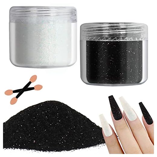 Allstarry 2 Colors Nail Glitter Powder White Black Dust Sand Powder Shining Sugar Effect Glitter Candy Coat Cosmetic Festival Powder DIY Nail Art Decoration for Manicure, DIY Crafts