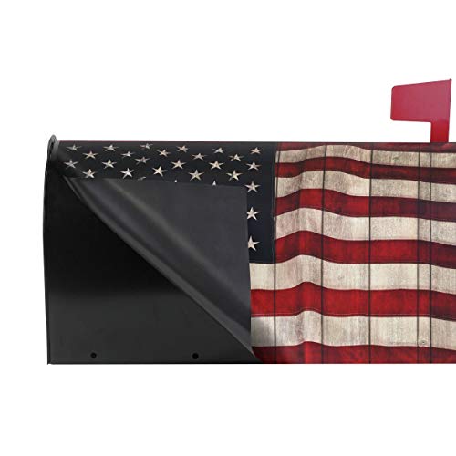 Woor American Flag Painted Wood Wall Background Magnetic Mailbox Cover Mailwraps Garden Yard Home Decor For Outside Standard Size-18"X 20.8" #TOP3