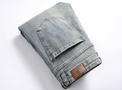 Men's Slim Fit Skinny Stretch Ripped Jeans,Distressed Straight Leg Fashion High Flex Waist Trousers4