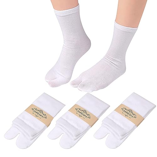 3 Pairs Japan Tabi Socks for Flip Flop, Geta, and Samurai - Split Toe for Men and Women