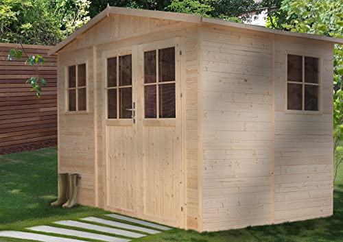 TIMBELA Holz Gartenschuppen MIT IMPRÄGNIERTEM Boden - Abstellkammer mit Fenstern, mit hochwertige abschließbare Tür… – Bild 4